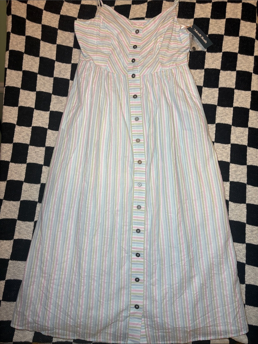 NWT ModCloth Pastel Striped Linen-Feel Dress